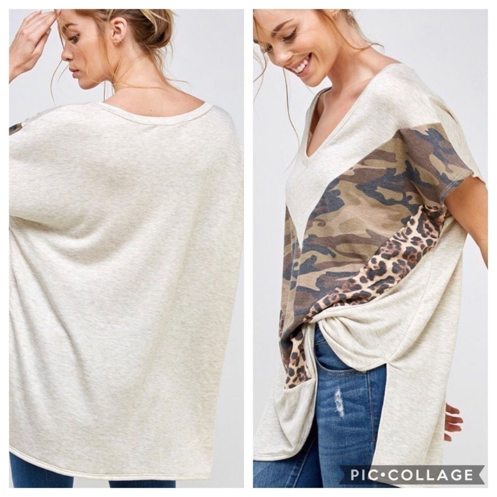 Curvy Divas: Oatmeal T-Shirt w/Leopard Print - Picture 4 of 4